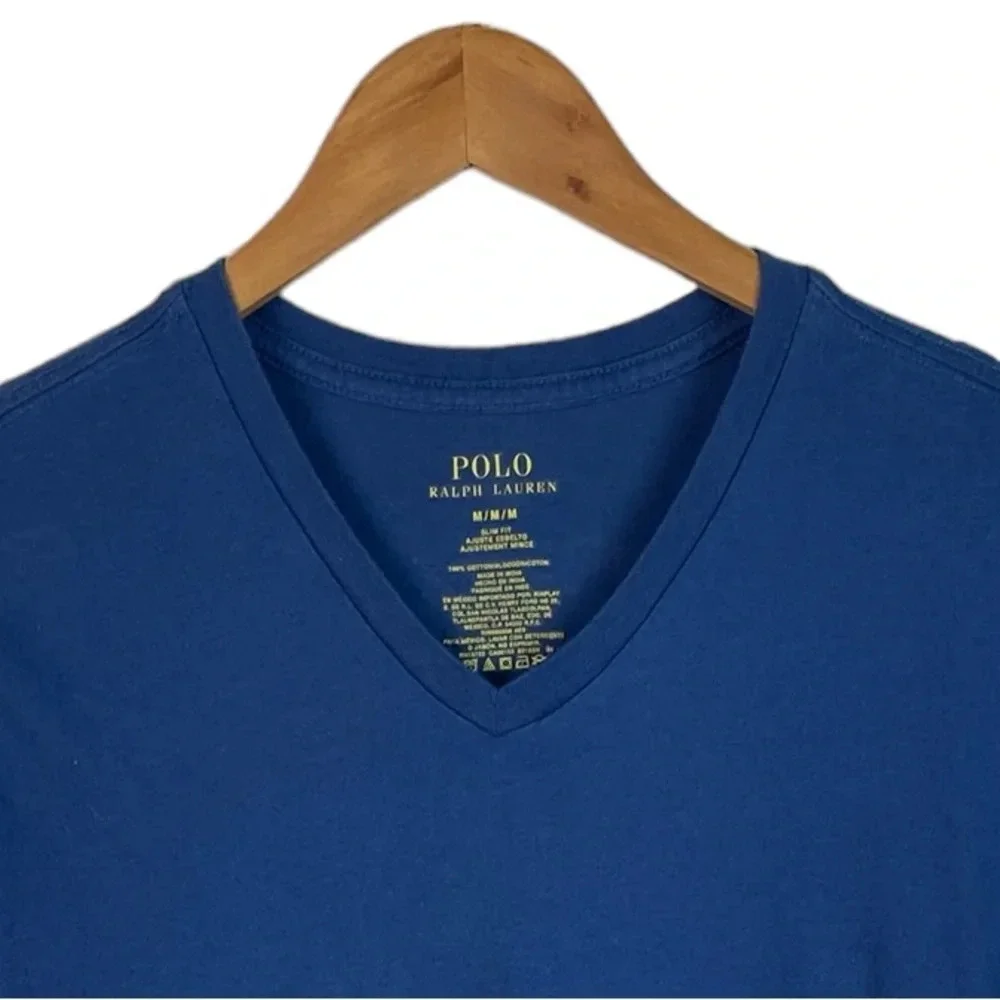 TS896 Men’s Polo Ralph Lauren Designer SLIM Fit V Neck T Shirt M